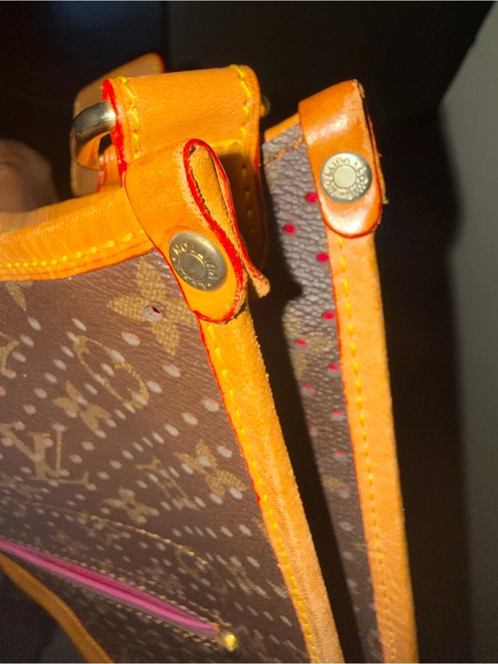 Louis Vuitton Brown & Tan Crossbody with Pink Accent